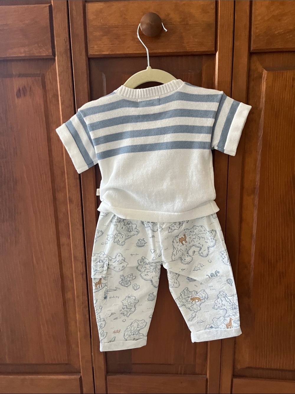 Elegant Baby Blue Stripe Nautical Kids Matching Set Knit Adventure Cargo Sz. 3-6 - Picture 13 of 15